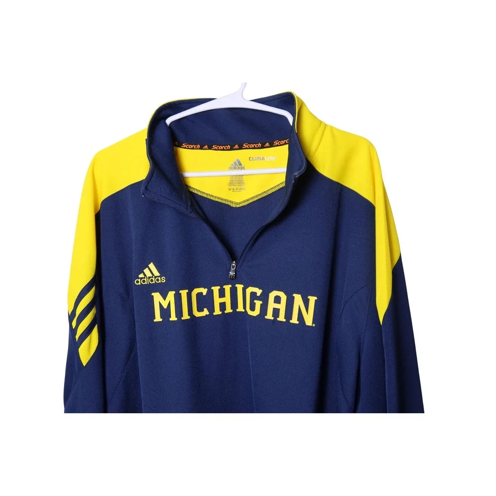Adidas Michigan Wolverines Quarter Zip Pullover Navy Yellow Mens XL Excellent
